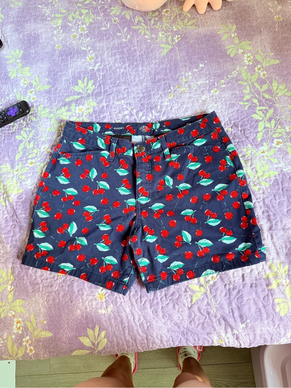 St. John's Bay Navy Shorts with Red Cherry Print